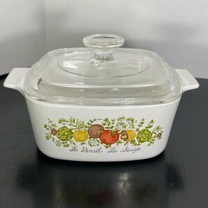 Vintage Corelle Corning Ware Le Persil La Sauge White Casserole Lid 1.5 QT